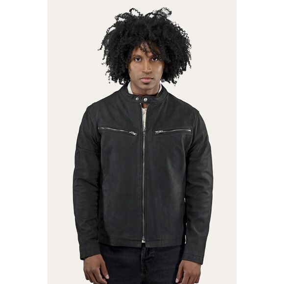 FRYE Men's Black Nappa Long Sleeve Lamb Leather Full Zip Motorcycle Jacket XL - Picture 13 of 13